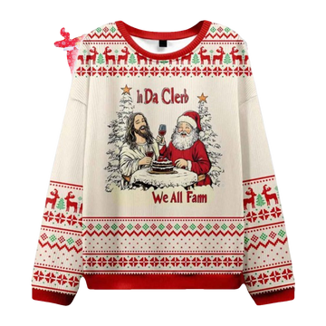 In Da Clerb We All Fam Jesus Christian Ugly Christmas Sweater - Moonbestprint