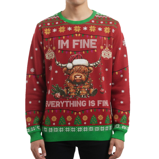 I'm Fine Everything Is Fine Ugly Christmas Sweatshirt 2025 - Moonbestprint