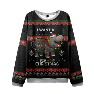 I Want a Moo Deng Christmas Ugly Sweater - Moonbestprint