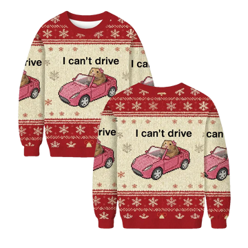 I Can't Drive Funny Hamster Meme Ugly Christmas Sweater - Moonbestprint