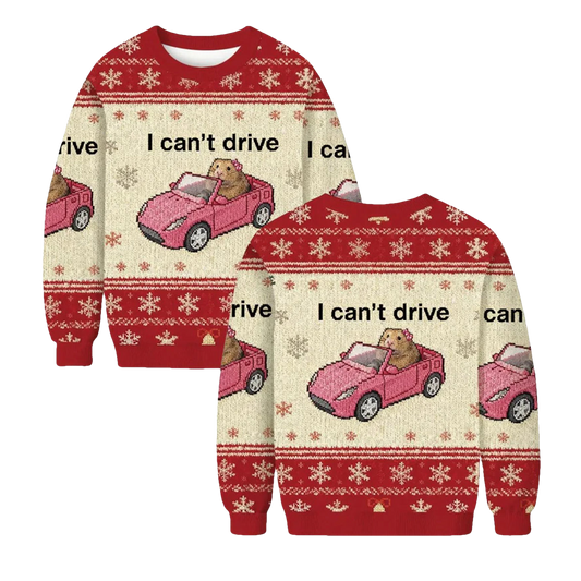 I Can't Drive Funny Hamster Meme Ugly Christmas Sweater - Moonbestprint