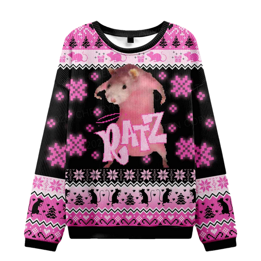 Hot Pink Ratz Ugly Christmas Sweater - Moonbestprint