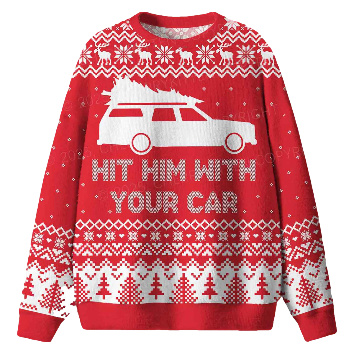 Hit Him WIth Your Car Ugly Christmas Sweater - Moonbestprint