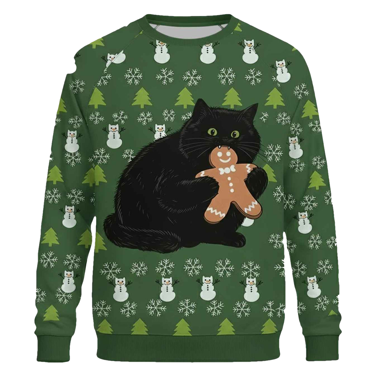 Gingerbread Cat Christmas Ugly Sweater - Moonbestprint