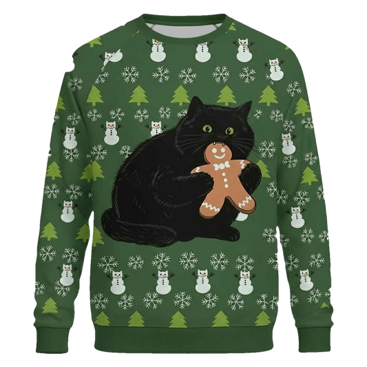 Gingerbread Cat Christmas Ugly Sweater - Moonbestprint