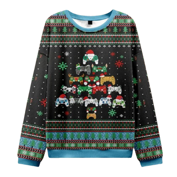 Gamepad Christmas Tree Ugly Christmas Sweater - Moonbestprint