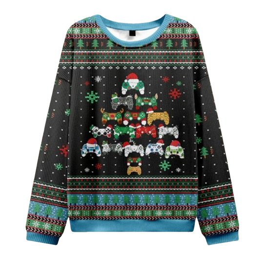 Gamepad Christmas Tree Ugly Christmas Sweater - Moonbestprint