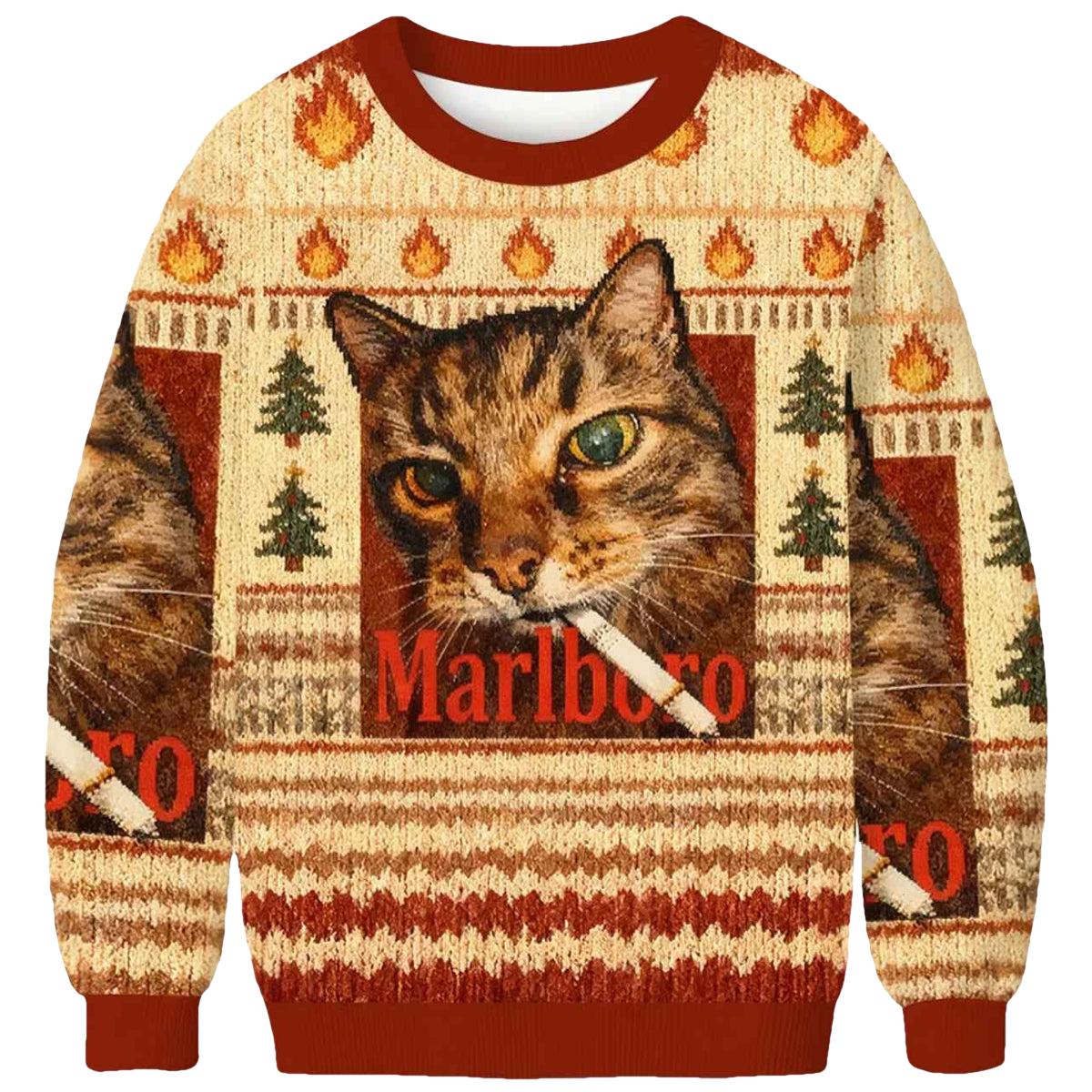 Funny Smoking Cat Meme Ugly Christmas Sweater - Moonbestprint