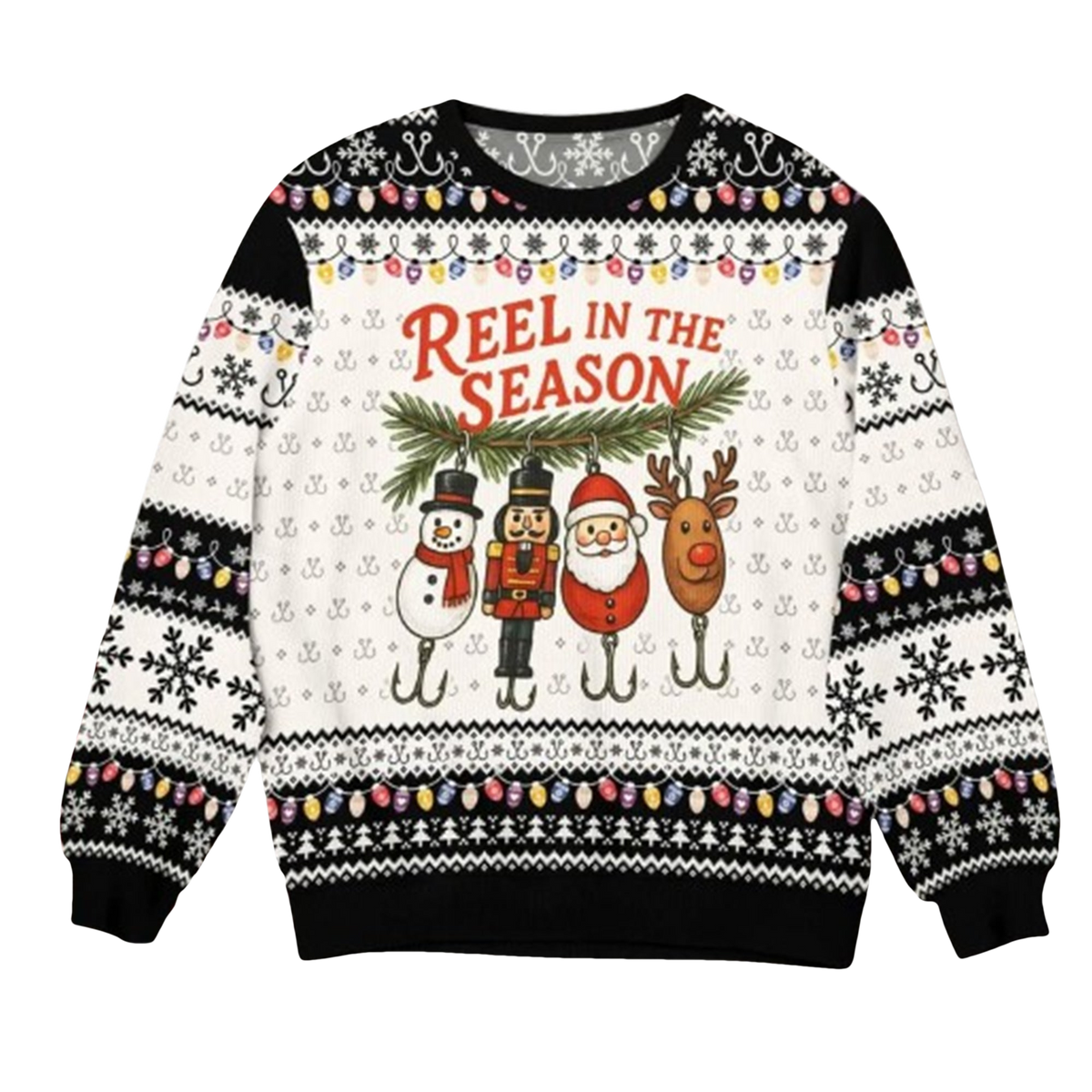 Funny Fishing Reel in The Season Ugly Christmas Sweater - Moonbestprint
