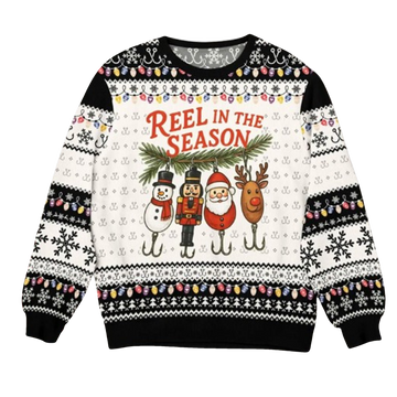 Funny Fishing Reel in The Season Ugly Christmas Sweater - Moonbestprint