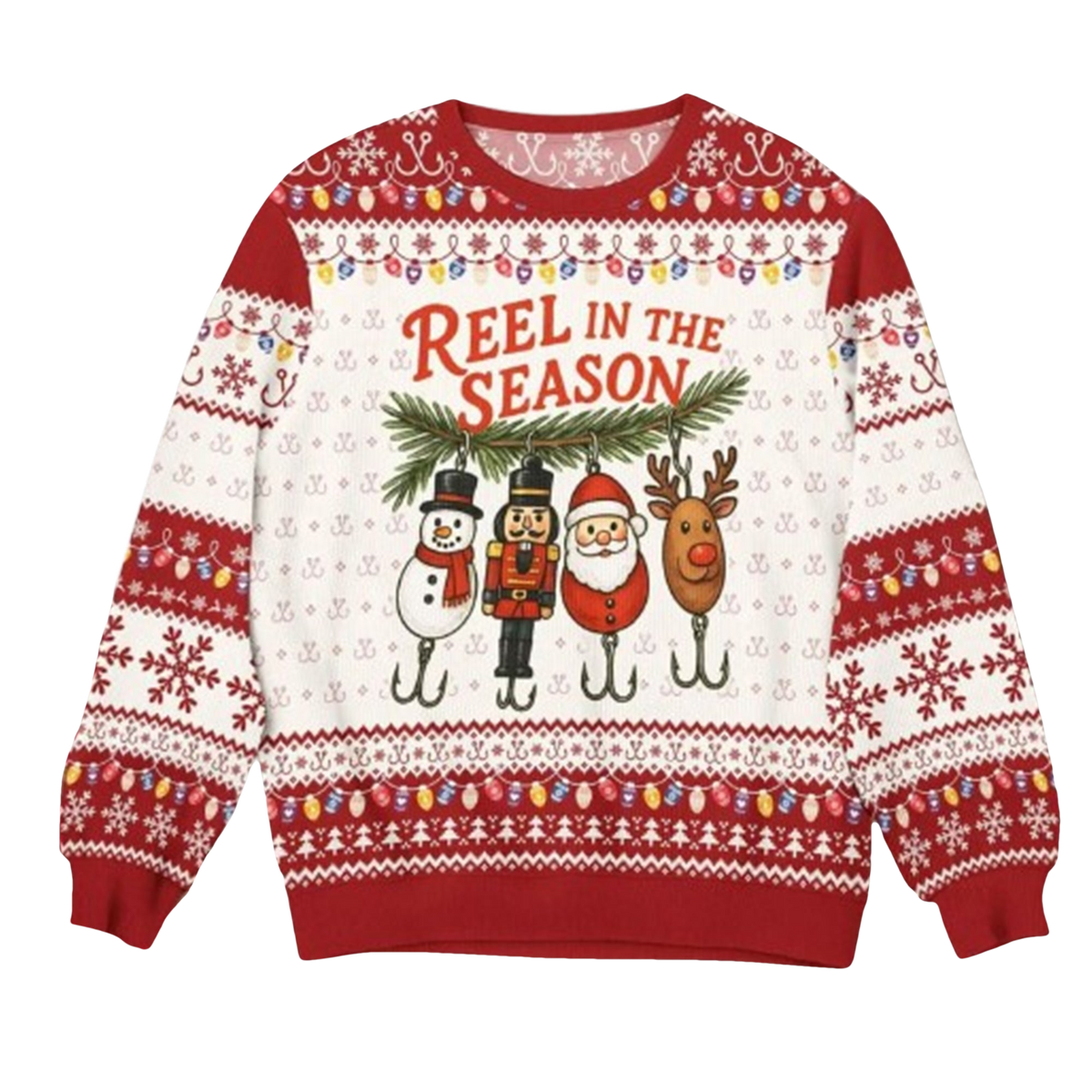 Funny Fishing Reel in The Season Ugly Christmas Sweater - Moonbestprint