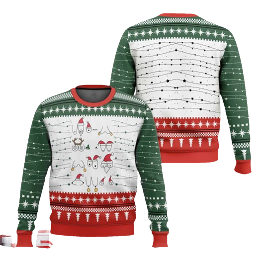 Funny Christmas Tities Ugly Sweater - Moonbestprint
