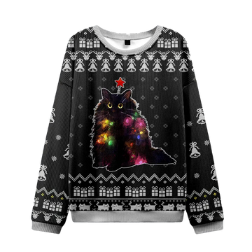 Funny Christmas Lights Cat Christmas Ugly Sweater - Moonbestprint