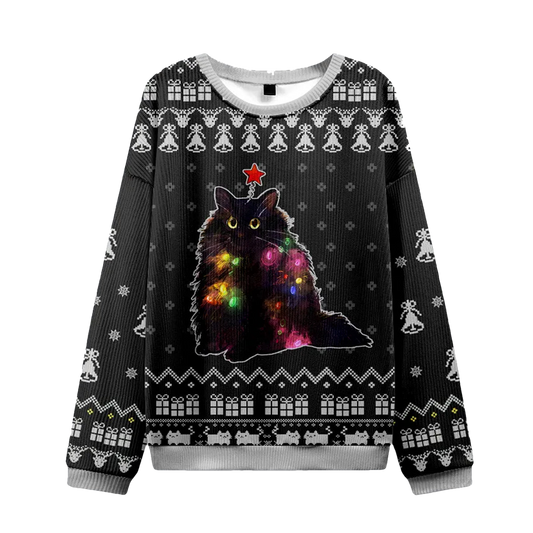 Funny Christmas Lights Cat Christmas Ugly Sweater - Moonbestprint