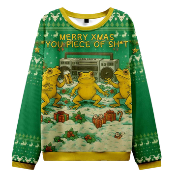 Froggy Xmas Mayhem No Rules Allowed Ugly Sweater - Moonbestprint