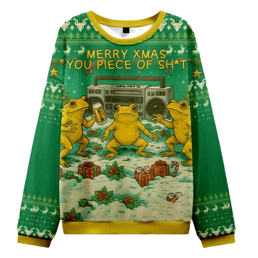 Froggy Xmas Mayhem No Rules Allowed Ugly Sweater - Moonbestprint