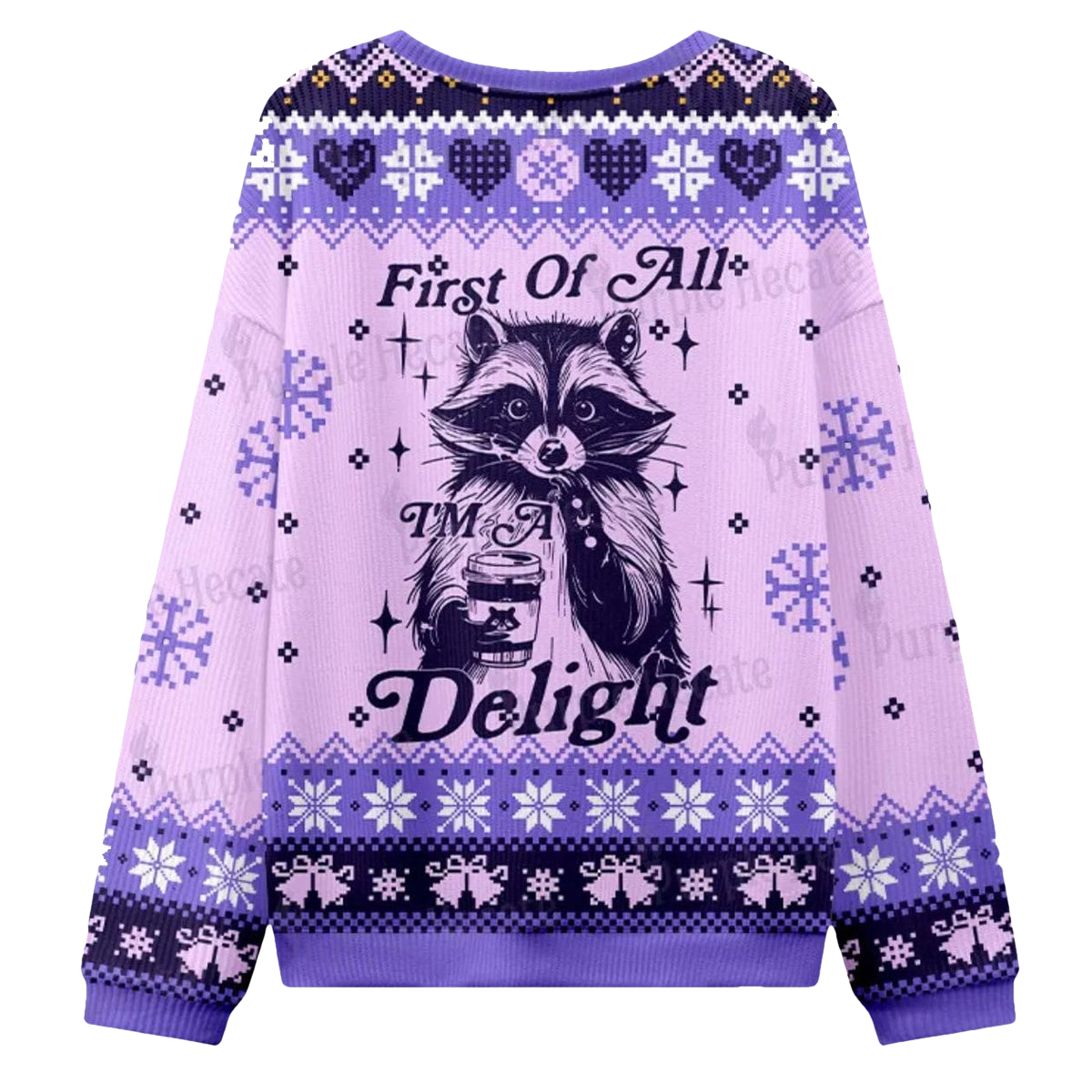 First Of All I'm A Delightful Funny Raccoon Ugly Christmas Sweater - Moonbestprint