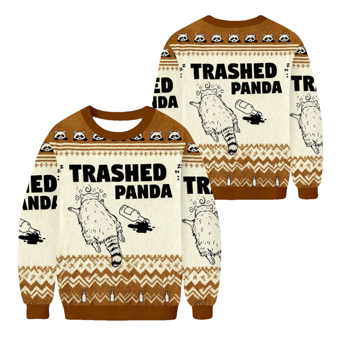 Drunk Raccoon Trash Panda Christmas Ugly Sweater - Moonbestprint