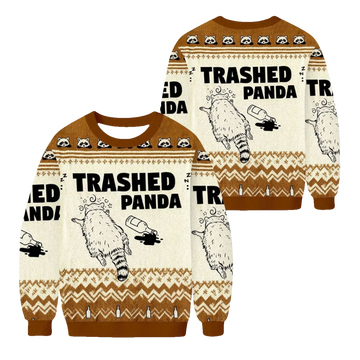 Drunk Raccoon Trash Panda Christmas Ugly Sweater - Moonbestprint