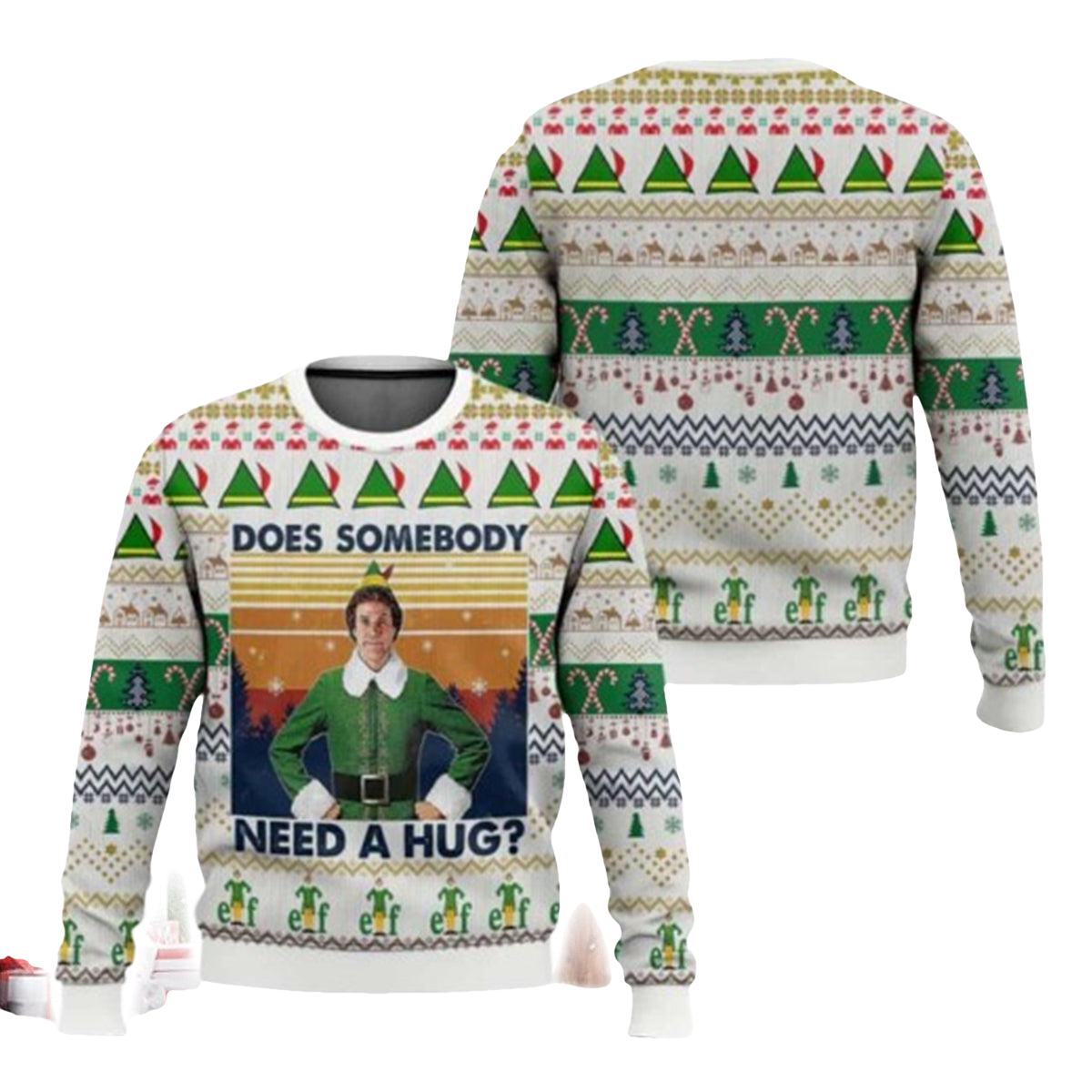 Does Somebody Need A Hug Elf Ugly Christmas Sweater - Moonbestprint