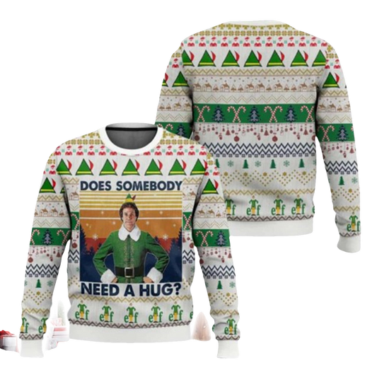 Does Somebody Need A Hug Elf Ugly Christmas Sweater - Moonbestprint