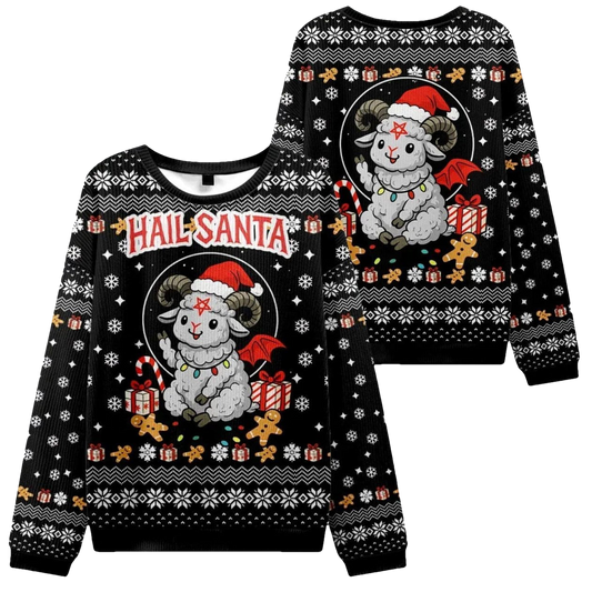 Devil Sheep Hail Santa Ugly Sweater - Moonbestprint