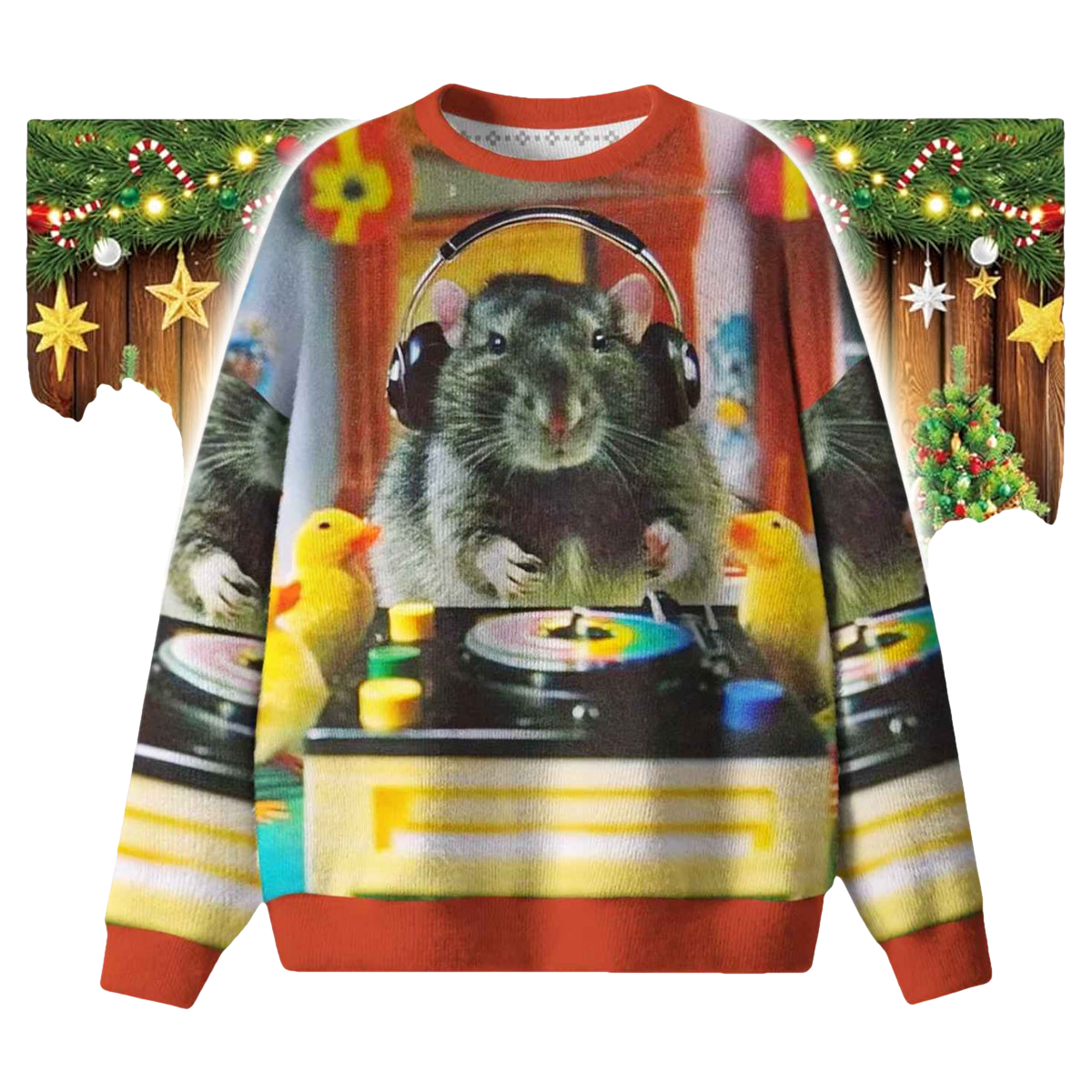 DJ Rat Duck Ugly Christmas Sweater - Moonbestprint