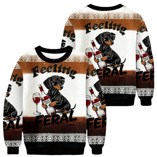 Dachshund Feeling Feral Christmas Ugly Sweater - Moonbestprint