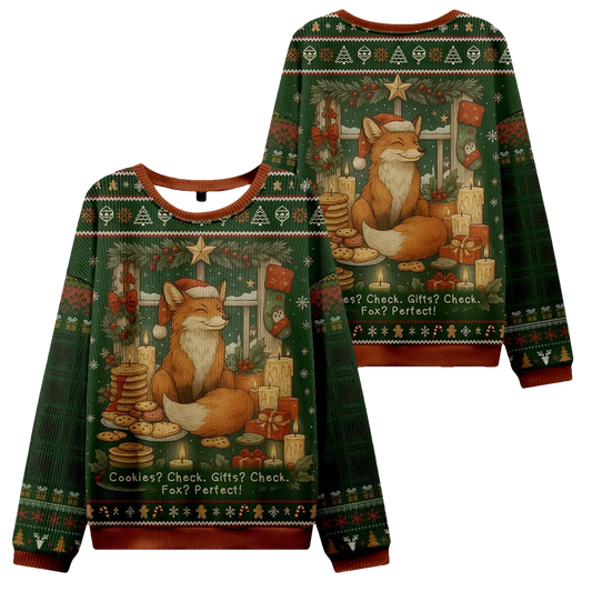 Cookies Candles and a Foxy Holiday Christmas Ugly Sweater - Moonbestprint