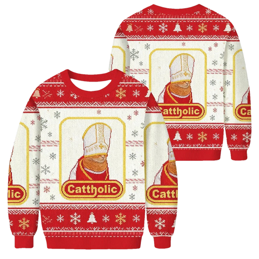 Cattholic Cat Funny Ugly Christmas Sweater - Moonbestprint