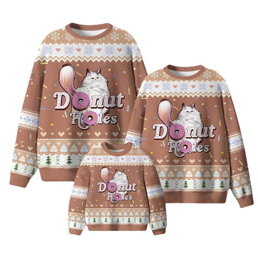 Cat Donut Holes Unisex Christmas Ugly Sweater - Moonbestprint