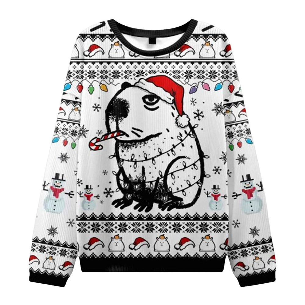 Capybara Smoking Ugly Christmas Sweater - Moonbestprint
