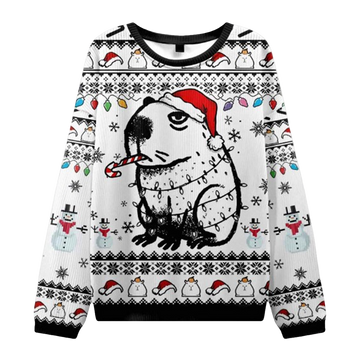 Capybara Smoking Ugly Christmas Sweater - Moonbestprint