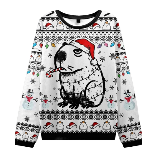 Capybara Smoking Ugly Christmas Sweater - Moonbestprint
