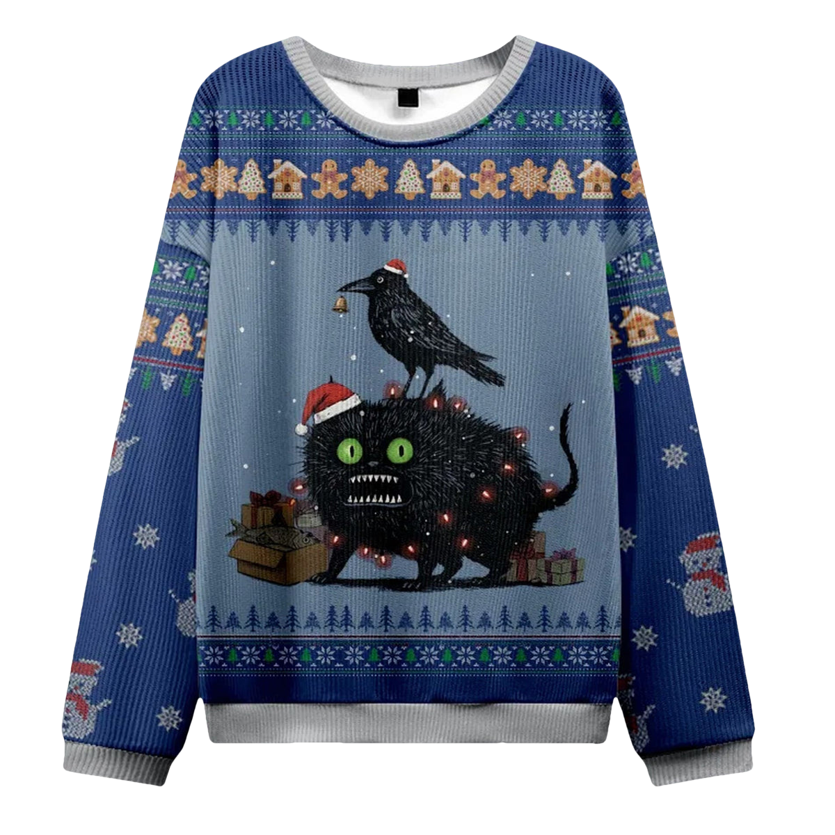 Cat Crow And Fish Unite Christmas Ugly Sweater - Moonbestprint