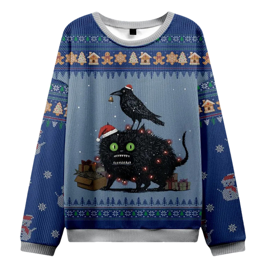 Cat Crow And Fish Unite Christmas Ugly Sweater - Moonbestprint
