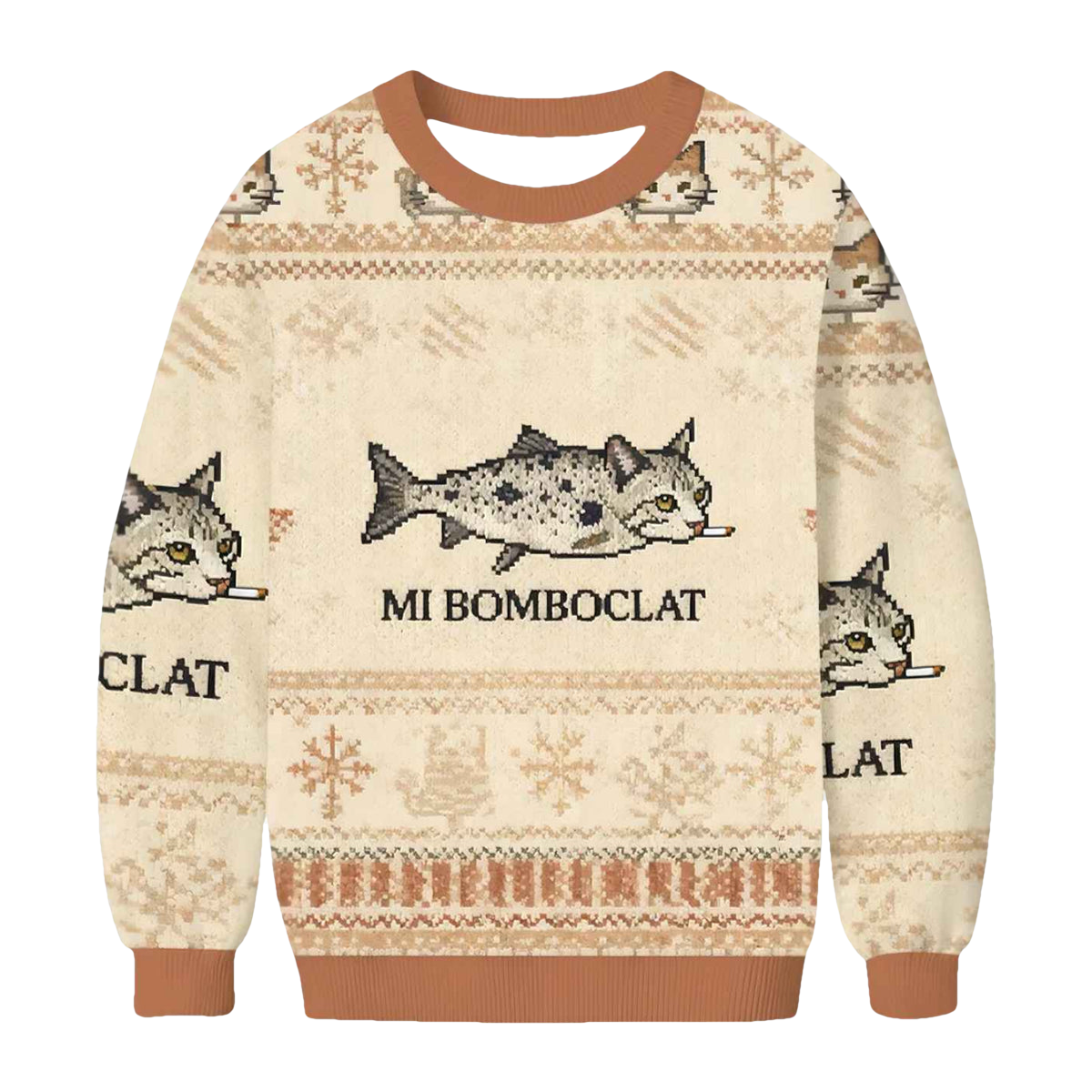 Bomboclat Fish Cat Meme Ugly Christmas Sweater - Moonbestprint