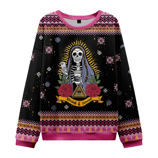Blessed And Stressed Ugly Christmas Sweater - Moonbestprint