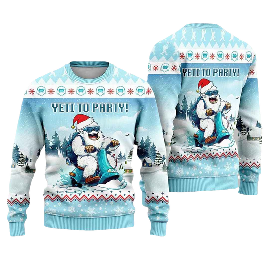 Yeti To Party Bigfoot With Snow Ugly Christmas Sweater - Moonbestprint