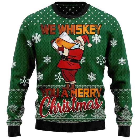 We Whiskey You A Merry Ugly Christmas Sweater - Moonbestprint