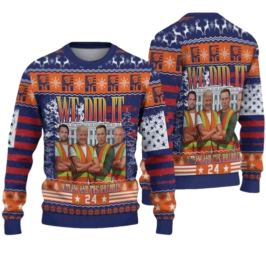 We Did It Outlaw And The Hillbilly 2024 Ugly Christmas Sweater - Moonbestprint