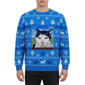 Warning Cat Christmas Ugly Sweater - Moonbestprint