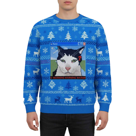 Warning Cat Christmas Ugly Sweater - Moonbestprint