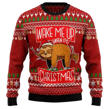Wake Me Up When It’s Christmas Lazy Sloth Sweater - Moonbestprint