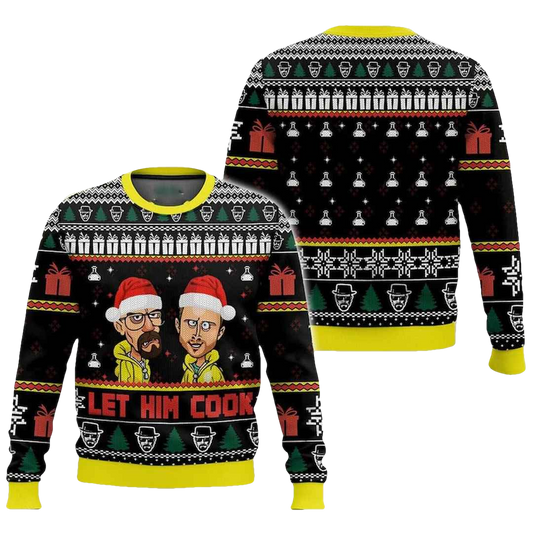 Walter White Jesse Pinkman Breaking Bad Let Him Cook Christmas Ugly Christmas Sweater - Moonbestprint
