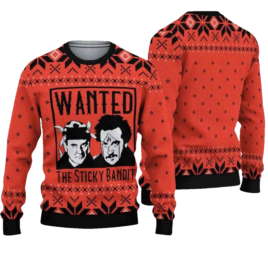 Wanted Sticky Bandits Home Alone Xmas Ugly Christmas Sweater - Moonbestprint