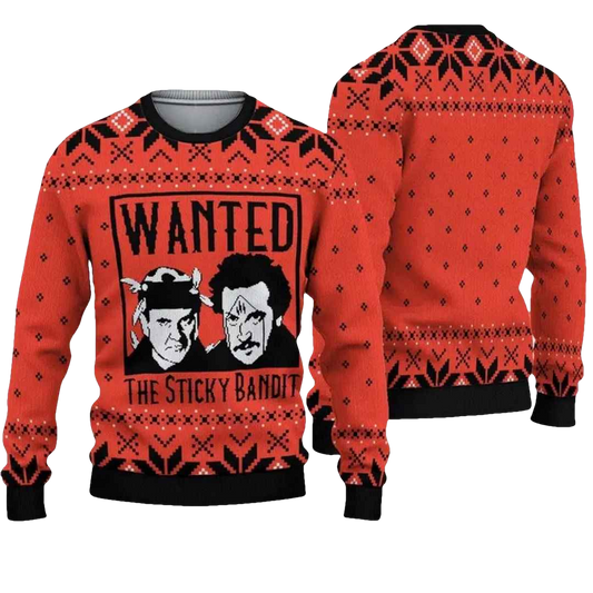 Wanted Sticky Bandits Home Alone Xmas Ugly Christmas Sweater - Moonbestprint