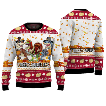 Turkey Saurus Rex Ugly Christmas Sweater - Moonbestprint