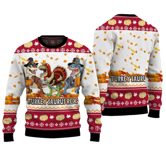 Turkey Saurus Rex Ugly Christmas Sweater - Moonbestprint