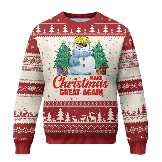 Trump Snowman Make Christmas Great Again Ugly Christmas Sweater - Moonbestprint